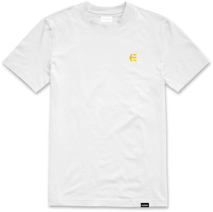 Team embroidery tee white/yellow – men’s tee | etnies Official S/S Basic T-Shirt Etnies Skate Original Sustainability Gear