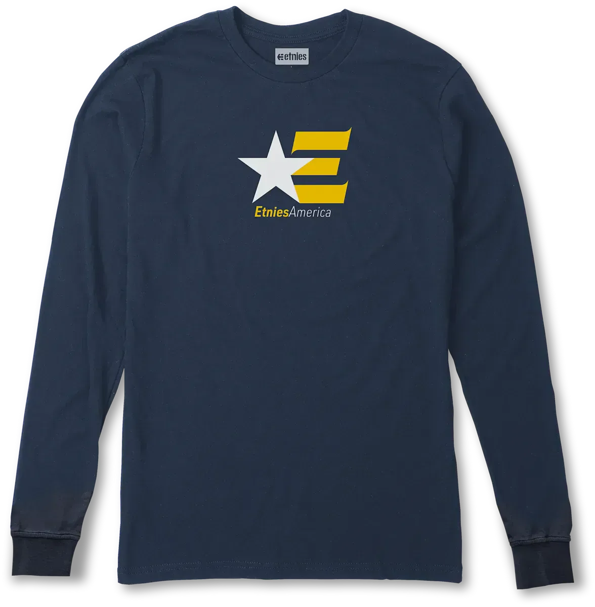 America L/S Basic T - Shirt Navy/Yellow | etnies Official L/S Basic T-Shirt Etnies Skate Original Sustainability Gear