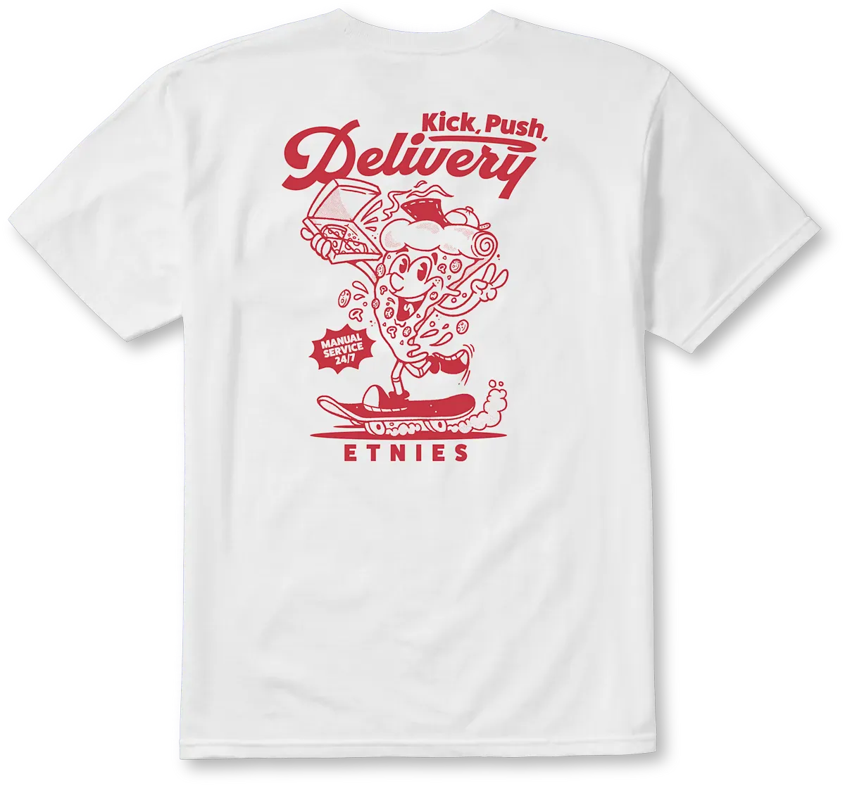 Kick Push White Red Short Sleeve Shirt | etnies Official S/S Basic T-Shirt Etnies Skate Original Sustainability Gear