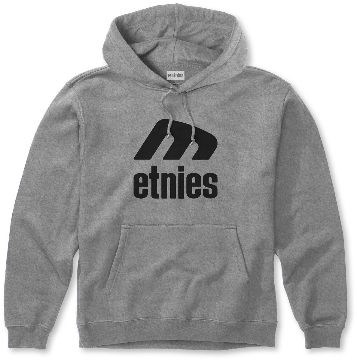Icon E Pullover Grey Black Fleece Hoodie | etnies Official Screen Hooded Fleece Etnies Skate Original Sustainability Gear