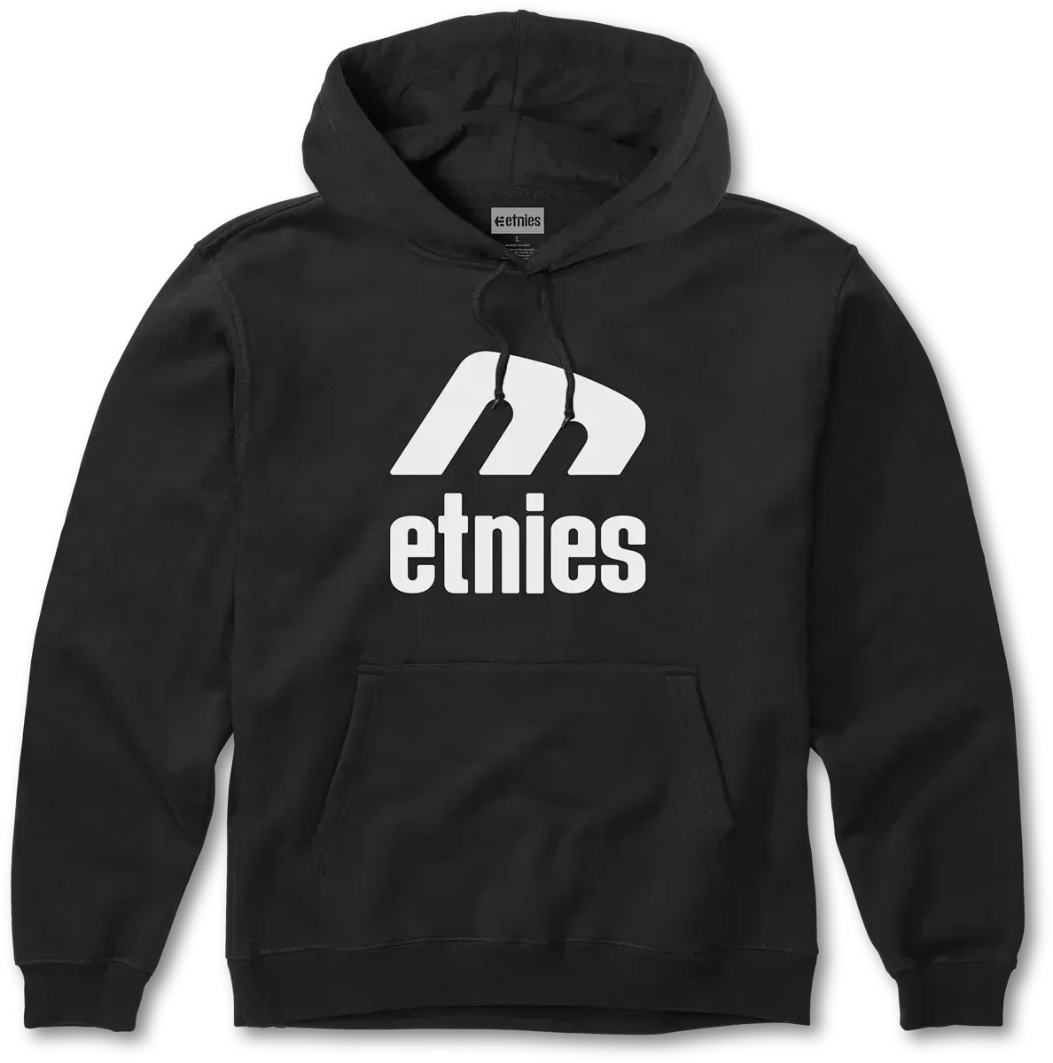 Icon E Kids Pullover Black White | etnies Official Screen Hooded Fleece Etnies Skate Original Sustainability Gear