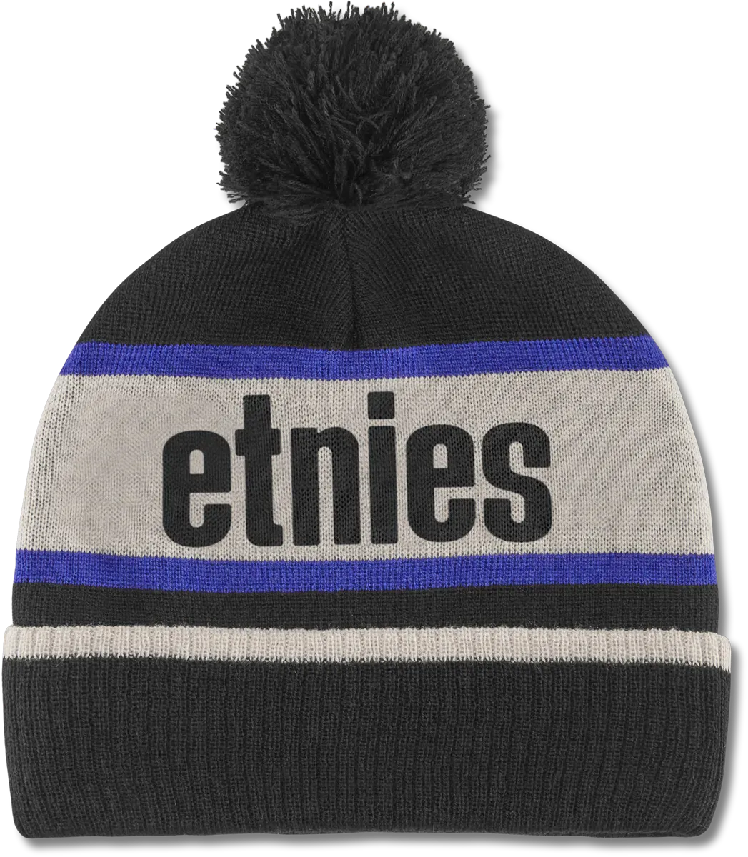 Stencil Pom Beanie Black Tan Winter Hat | etnies Official Beanie Etnies BLACK/TAN / ONE SIZE Skate Original Sustainability Gear 4140001449.975.One Size.1ST 7630949182579