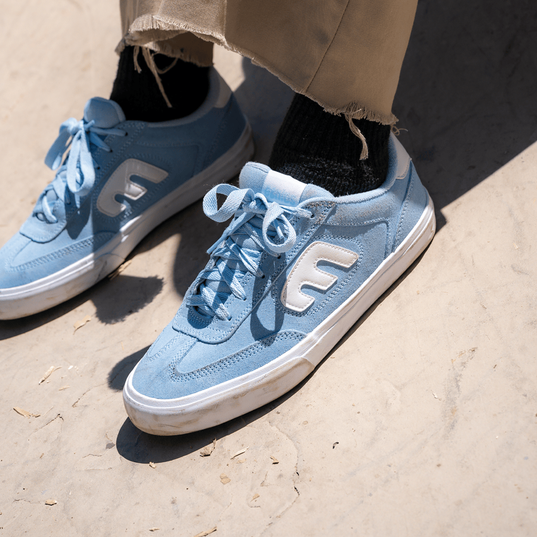 Skate Shoes in Baby Blue, Locut Vulc x Fos | etnies Canada etnies Skate Original Sustainability Gear